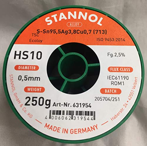 Stannol Lötdraht Sn95Ag4Cu1 250 g 0.5 mm (TSC HS10, 631954)