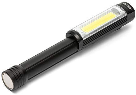 Velamp Big Daddy Lampe d'inspection LED de 3 W avec clip et aimant, lampe torche COB de 400 lumens pour réparation de voiture, garage, pêche, urgence. Lumière rouge clignotante, noire