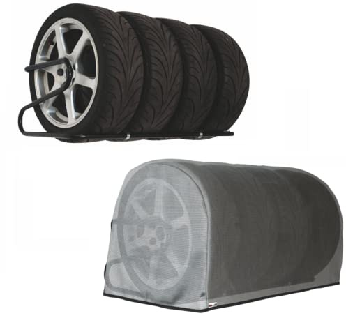 Kit Portagomme ORAZIO 1000 + Cover Protettiva. Porta Gomme Auto da Parete Lunghezza 100cm [Custodia Inclusa nella Confezione]