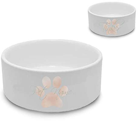 Personalised Dog Bowl with Paw Print Design, Personalise with Any Name for Any Canine Friend