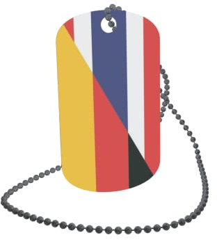 U24 Dog Tag Erkennungsmarke ID Tag an Kette Flagge Thailand-Deutschland Alu 30 x 50 mm