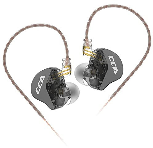 CCA CRA en el oído Auricular, Controlador dinámico de diafragma Ultrafino IEM, Sonido Claro y Graves Profundos, Auriculares con Cable con Cable extraíble sin enredos, Negro con micrófono