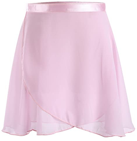 PLIKSUVER Girls Ballet Wrap Skirt Chiffon Dance Skirts Adjustable Waist Tie Skate Gymnastics Ballet Skirts for Women Pink