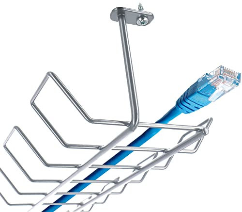 KADAX Cable Tray, Steel Cable Organiser for Office, Under Desk Wire Management, Durable Cable Holder, Wire Basket for Power Strips, Extension Cords (72.5 x 16.5 x 8.7 cm, Silver)