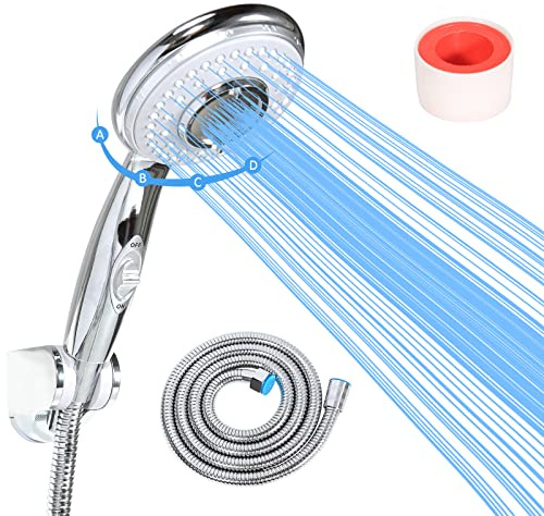 sisiten RV Shower Head with Hose and on off switch - High pressure shower head replacement for Bath room、RV、Motor home、Boat、Travel Trailer and Camper - with Stainless Steel 60'' Hose and bracket