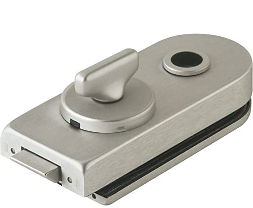 Dorma Glas Serrure de porte en verre Studio Rondo WC avec lololive, épaisseur de verre 8 mm, ferrure en verre – Effet aluminium acier inoxydable