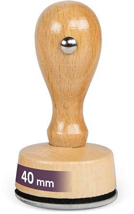 JUST REFINE® Stempel Personalisiert mit Logo/Text - Holzstempel Selbst Gestalten für Firmen, Adressen & Datumsangaben, in Verschiedenen Größen Verfügbar (40mm)
