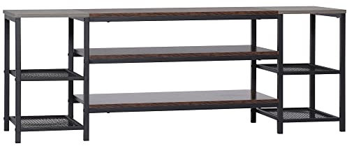 HOMCOM TV Unit Cabinet for TVs up to 60 Inches, Industrial TV Stand with Storage Shelves for Living Room, Brown and Grey
