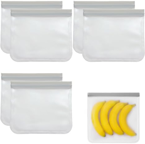 Sacchetti Plastica Trasparenti Richiudibile Confezione da 6 sacchetti trasparenti Confezione da 6 Sacchetti Riutilizzabili per Alimenti,Sacchetti Congelatore Riutilizzabili,Lavabili in Lavastoviglie
