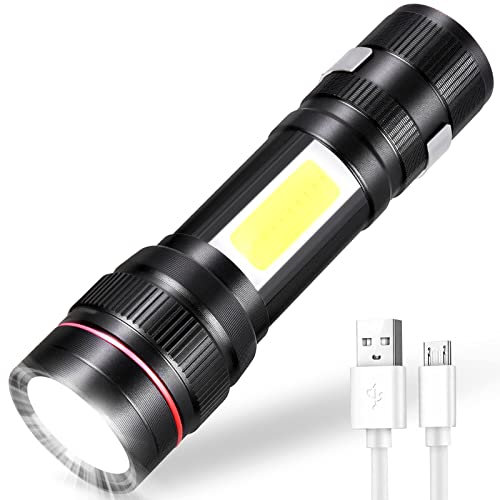 flintronic Torcia LED Ricaricabile, COB piccola Torcia Tascabile a LED, Super Luminosa 800lm Torcia Tattica, IPX6 Impermeabile 3 Modalità Tascabili Portatili Torch Per Campeggio, Escursioni, Emergenze