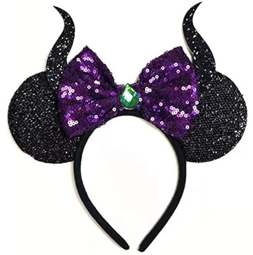 LEEMASING Maleficent Haarreif mit Maus-Motiv, für Halloween, Cosplay, Party, Gastgeschenk