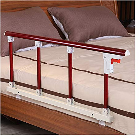 HAPPLiGNLY Seitenschutz für ältere Bettgitter Guard Assist Griff Geländer Metall Rot Holz Bett Seitengitter für Erwachsene Kinder Handicap Sicherheit Klapphandlauf Schaukel Greifer Pflegehilf