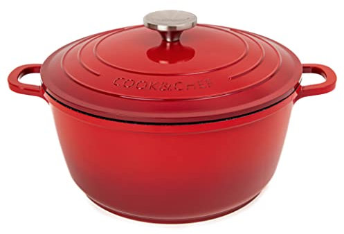 Pentola per zuppe in alluminio, antiaderente, resistente al forno, 4 l, 24 cm, rossa, Di Nuovva