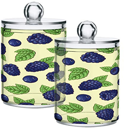 JUMBEAR Lot de 2 boîtes de rangement pour cotons-tiges, tampons et fil dentaire Blueberry