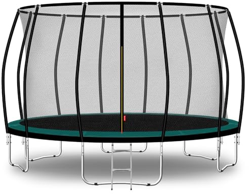 Baunsal® Trampolin Outdoor Ø 457 cm (FGIS) grün-schwarz als Komplettset Gartenspielzeug Kindertrampolin Gartentrampolin rund Garten Spielzeug für Kinder
