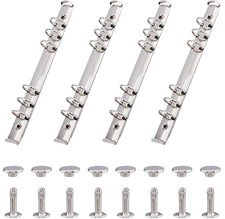 SUPERFINDINGS 4 Teiliges 6 Loch Ringbuch Mechanismus Ersatzset A5 Notizbuch Mechanismus Ersatz Metallclip Ringbuch Mit Schrauben Und Muttern. Innendurchmesser: 21mm