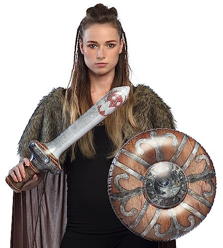 Boland 43996 - Espada y escudo hinchables, 58 cm y 45 cm, juguete acuático, decoración para fiestas de piscina y fiestas temáticas, accesorios para disfraces