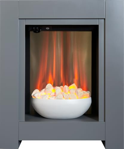 Suite de chimenea Adam Monet en Gris con fuego eléctrico, 23 Pulgadas - Enchufe de la UE