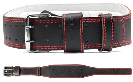 TOUGERJOY Herren Gewichthebergürtel Trainingsgürtel Fitness-Gürtel für Bodybuilding, Gewichtheben Gepolstert Gym Hebelschnalle Leder Powerlifting Gürtel