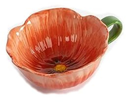 ByOn Teetasse Cup Poppy in Blumenform aus Steingut in der Farbe Rot, 0,22L, 5283908006