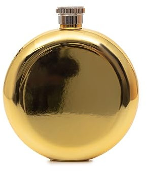 HOMLA Flasque Alcole Randi - Hip Flask de forme classique - Flasques en acier inoxydable de qualité supérieure - Convient pour porter de l'alcool - Cadeau pour homme - 0,2 l doré