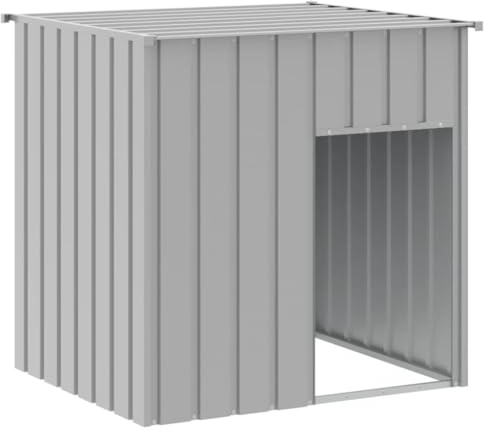 vidaXL Caseta para Perro con Techo, Gris Claro, 110 x 103 x 109 cm, Acero galvanizado