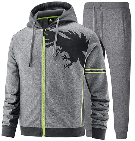 W JIANWANG Herren Jogging Anzug Trainingsanzug Hoodie Sportanzug aus Baumwolle Gym Warm Tracksuit ATM-104-XL