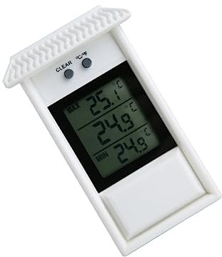 Mipcase Termometro Esterno Per Giardino e Frigorifero Display Digitale Con Funzione Di Memoria Temperatura Scala Batteria Colore Bianco