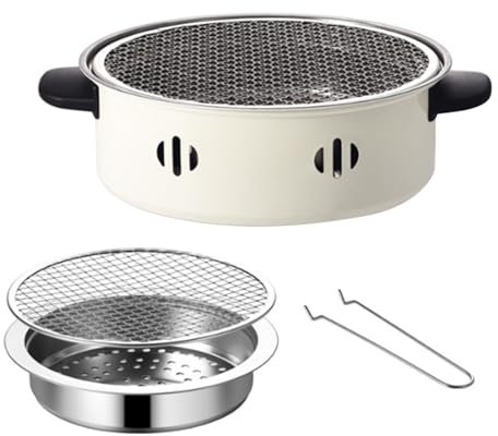 Grill à Charbon de Bois, Poêle à Charbon de Bois Portable, Accessoires de Cuisine D'intérieur et D'extérieur