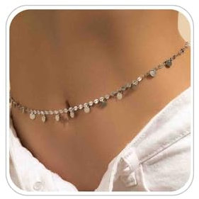 TseenYi Chaîne De Ventre Boho Plage Bikini Chaîne De Ventre Pièce De Monnaie Argentée Chaîne De Ventre Minimaliste Chaîne De Taille Chaîne De Ventre Plage Bikini D'été Chaîne De Ventre Femme Bijoux