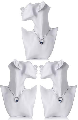 3er Set Schmuckbüste weiß | Schmuck-Mannequin Büste | Schmuckständer für Ketten, Ohrringe | Schaufensterpuppe Weiblich Kopf/Schulter für Präsentationen von Schmuck | Kettenständer Ohrring Display