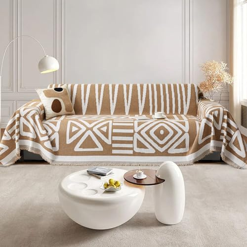 SHANNA Sofa Überwurfdecke 1/2/3/4 Sitzer, Chenille AB Seiten Ganzjährig Nutzbar Sofabezug L Form U Ecksofa Große Sofa Überzug, Vielseitige Sofaüberwurf Couch Überzug Sofa Cover Futonbezug mit Quaste