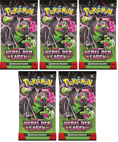 Pokemon Karmesin & Purpur 5 Nebel der Sagen Booster Packs - Deutsch und BB-Toy-Trades Toploader