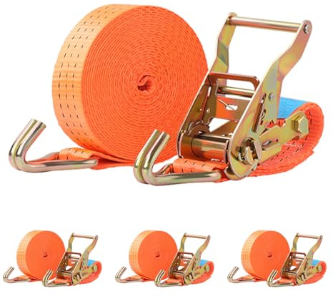 Sleeleece 4 Stück Spanngurte mit Ratsche und Haken 2 teilig 2000kg 6m 38mm 2000 daN 2t Ratschengurte TÜV/GS Zertifiziert Zurrgurte wetterfest & robust
