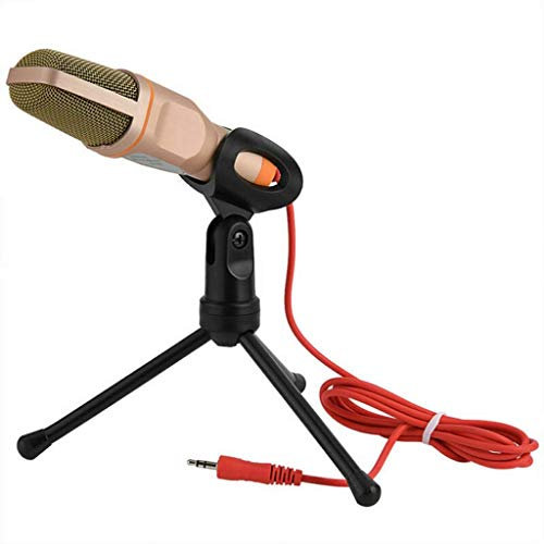 UHJKLA Microfono a condensatore con Spina da 3,5 mm, Microfono Stereo Domestico, treppiede da Tavolo per Chat, PC, Registrazione di Videogiochi