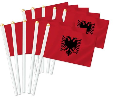 25 Stück Albanien Handheld Flagge, Dekor Hand gehalten Hold Fahne, Dekoration Banner hand Albania