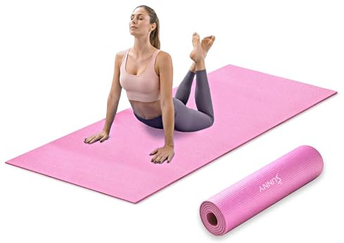 Sunny Health & Fitness Exercise Yoga Mats -Non-Slip Support for Home & Gym | Supportive Comfort, Non-Slip Texture, Durable & Portable, Yoga, Pilates, Stretching, Floor Workouts, Multiple Sizes