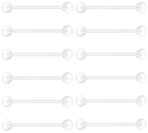 Besyvvin Plastik Zungenpiercing Brustwarzenpiercing Flexibeler Kunststoff 10-19mm Acryl Piercing Zunge Nippel Retainers 14G