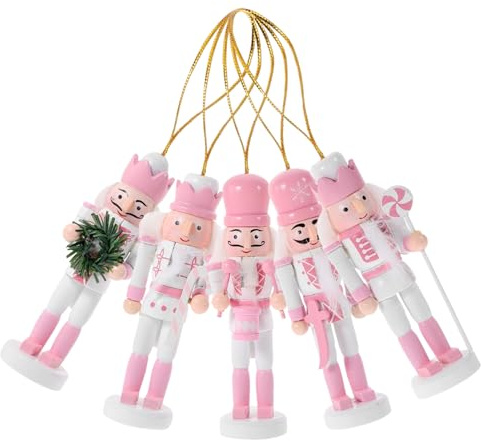 SUPVOX 5pezzi Schiaccianoci in Legno Piccolo Figura di Soldato Decorazioni Natalizie Ciondolo da Appendere per Festa di Natale Ornamento Realizzato in Legno Naturale