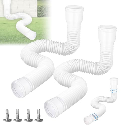 Dachrinne Flexible Fallrohr Verlängerung, Regenrinnen Ablauf, Rundes Verlängerung für Fallrohr 80/100mm,Dachrinnen Verlängerung Fallrohr Erweiterung von 47 bis 150cm für Rasen/Traufe (Weiß,2 Stück)