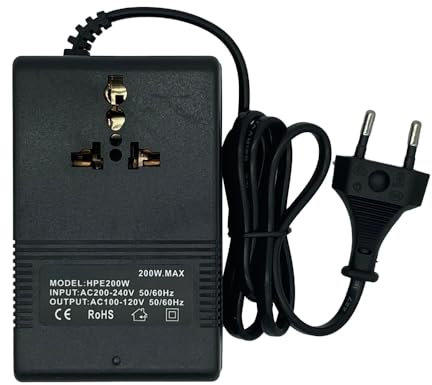 200W 300W Voltage Converter Transformer 220V To 110V Step Down Transformer 110V To 220V Travel Adapter EU/US/UK Plug Inverter(200WEU220Vto110V)