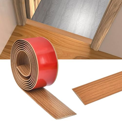 Aartner Übergangsleiste Boden Selbstklebend, 3m x 4cm Türleisten Boden, Übergangsprofil Vinyl Selbstklebend, PVC Sockelleiste für Fußböden Übergangsleisten Laminat Ausgleichsprofil (Gelbe Eiche)