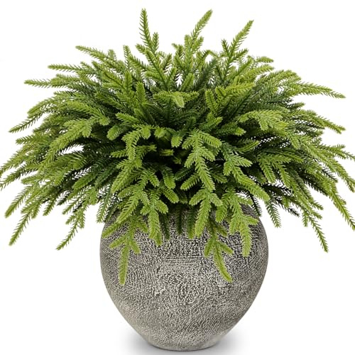 30 steli di norfolk realistici al tatto, rami di pino artificiale da 38 cm, rametti sempreverdi finti per ghirlande natalizie, decorazioni per la casa (colore sfumato)