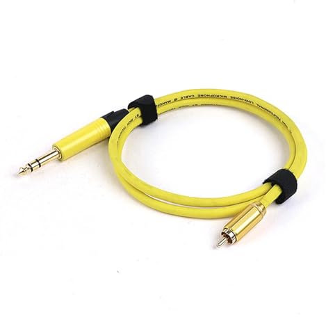 ROBAUN Câble adaptateur audio RCA vers stéréo/mono 6,35 mm (0,2 à 15 m), TS/TRS vers RCA mâle vers mâle (1/4 po), for microphone, mixeur, carte son(Giallo,2.9M)