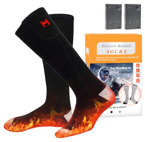 Heated Socks, MUTOUHE Electric Heated Socks for Men Women, Battery Foot Warmer Socks for Winter Outdoor Sports - Skiing, Camping, Fishing, Hiking (Black)