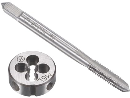 Set di maschi e filiere metriche M5 x 0,8 mm per mano sinistra, maschio per filettatura a macchina con filiera per filettatura tonda, kit di maschi e filiere per riparazione di filettature di dadi,