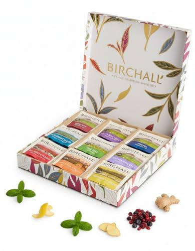 Birchall Tea Collection Box | Premium Assorted Tea Gift Set | 9 Unique Flavors, 36 Individually Wrapped Plant-Based Prism Bags | Luxury Infusion Sampler for Cuppa Lovers