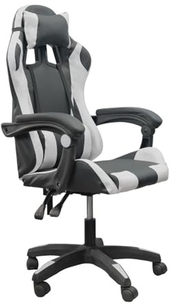 DASCK - Silla Gaming Blanca Ergonómica Reclinable con Cojín Lumbar y Cervical | Altura Ajustable 200kg | Oficina y Juego