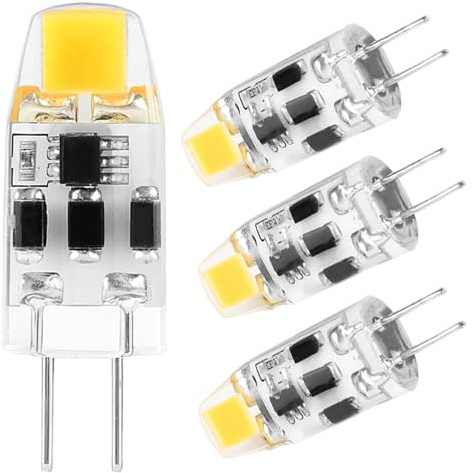 ZenithCove 4PCS G4 LED Bulbs 2W Warm White 3000K, 20W Halogen Equivalent Dimmable LED Light Bulb AC/DC 12-24V 200LM Non Flicker Energy Saving Lamps for Home Lighting Cooker Hood Chandelier