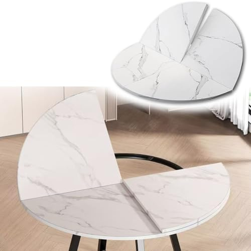 SMCMGECEUZ Piano Da Tavolo Rotondo Pieghevole 120 140 160 180cm Tavolo Pieghevole 4 Punti Piano Tondo In Legno Senza Gambe Per Cucine Banchetti(Stone pattern,120cm/47in)